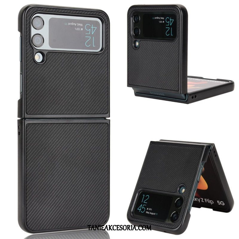 Futerały do Samsung Galaxy Z Flip 4 Etui Folio Tekstura Włókna Węglowego Z Efektem Skóry