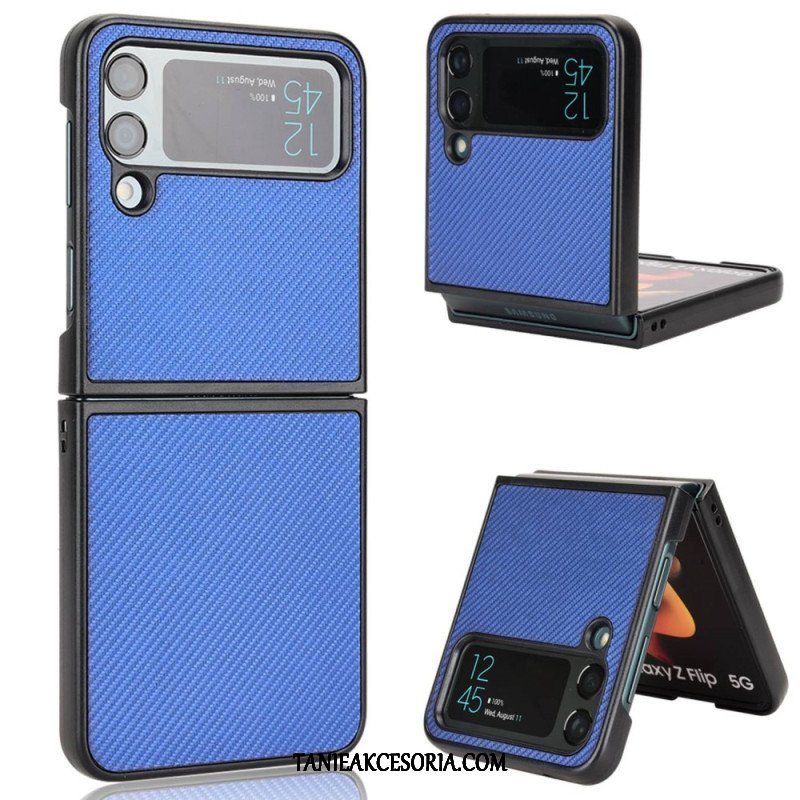 Futerały do Samsung Galaxy Z Flip 4 Etui Folio Tekstura Włókna Węglowego Z Efektem Skóry