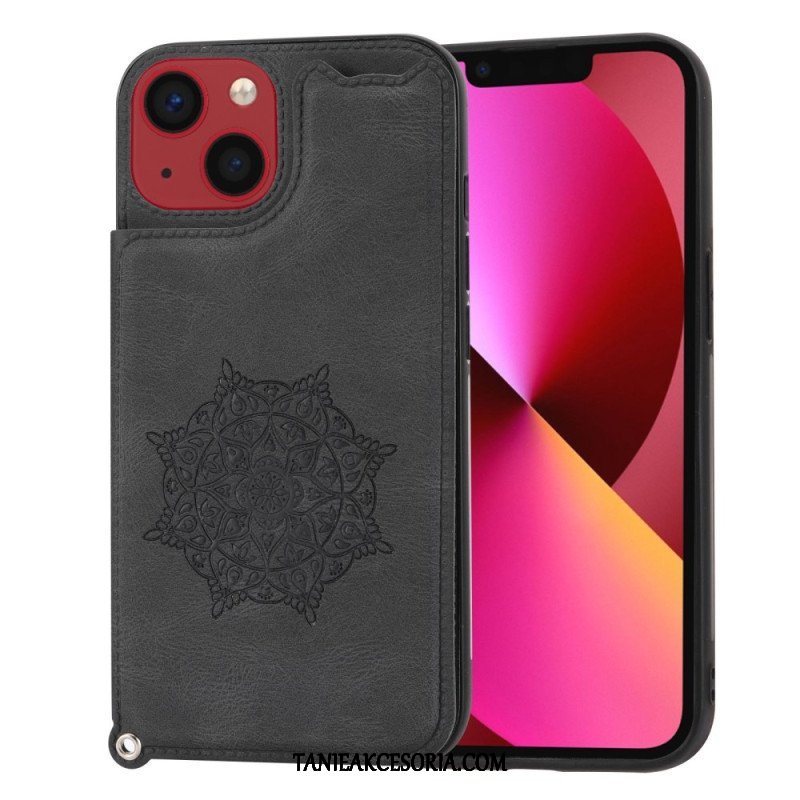 Futerały do iPhone 14 z Łańcuch Uchwyt Na Kartę Z Paskiem Mandala