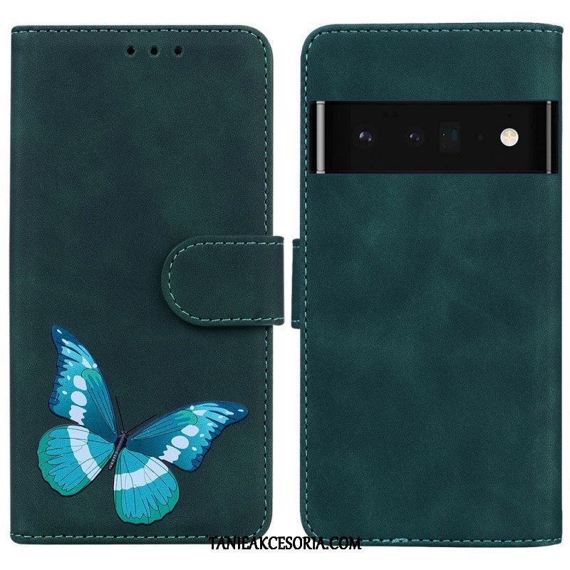 Obudowa Etui Na Telefon do Google Pixel 6 Motyl Dotykający Skóry