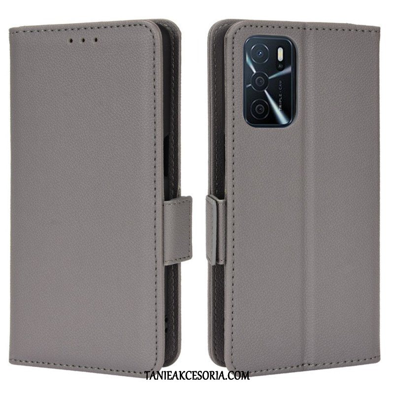 Skórzany Futerał do Oppo A16 / A16s Etui Folio Flap Double Litchi Nowe Kolory