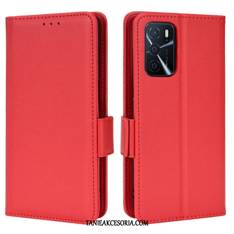 Skórzany Futerał do Oppo A16 / A16s Etui Folio Flap Double Litchi Nowe Kolory