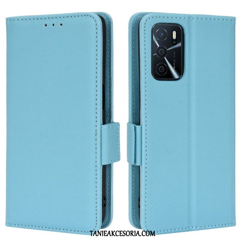 Skórzany Futerał do Oppo A16 / A16s Etui Folio Flap Double Litchi Nowe Kolory