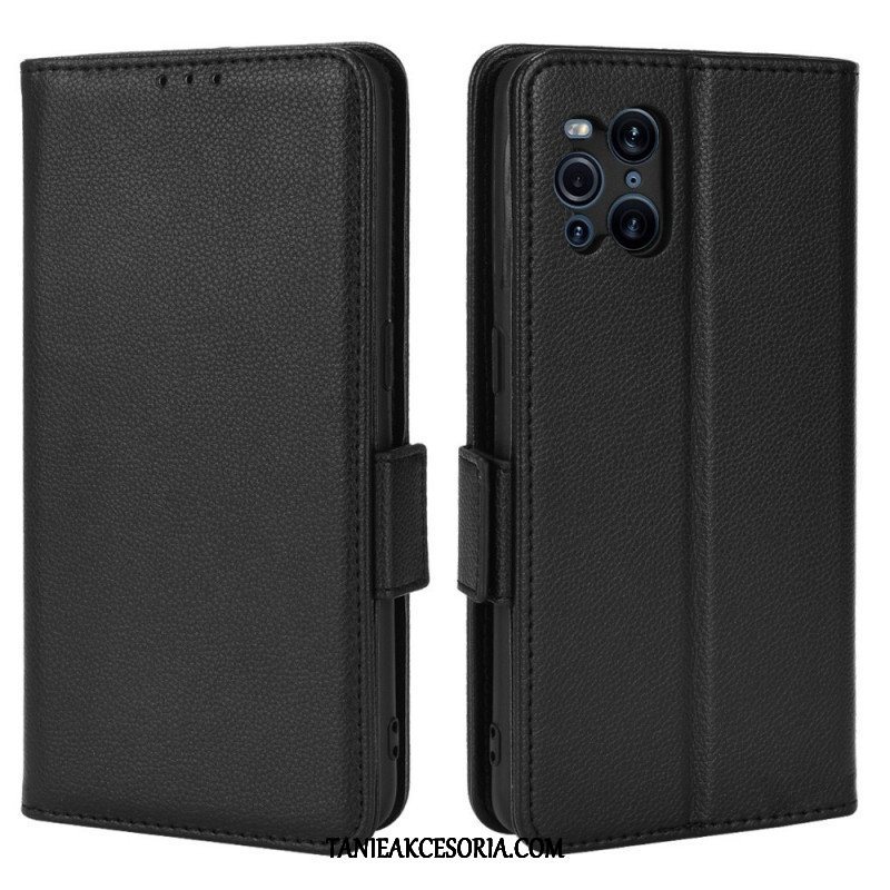 Skórzany Futerał do Oppo Find X3 Pro Etui Folio Flap Double Litchi Nowe Kolory