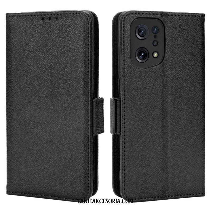 Skórzany Futerał do Oppo Find X5 Etui Folio Flap Double Nowe Kolory