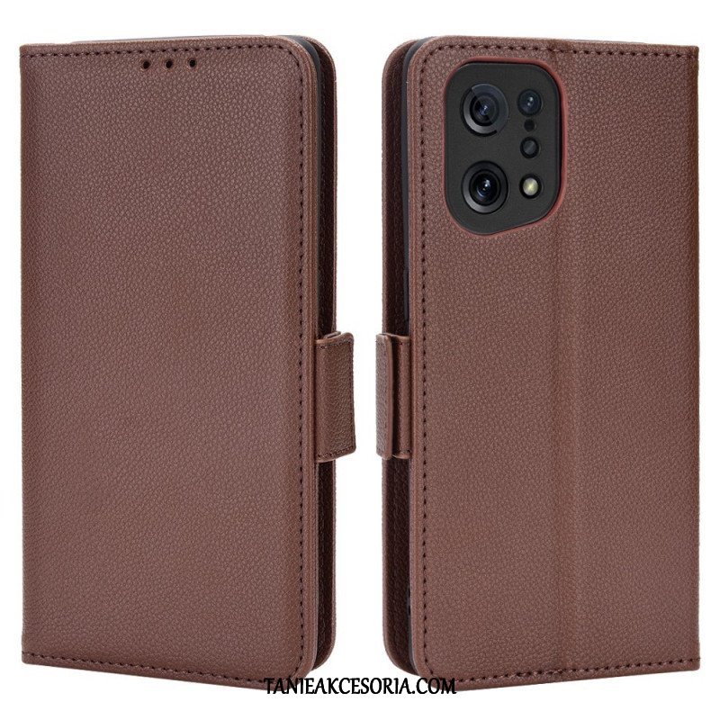 Skórzany Futerał do Oppo Find X5 Etui Folio Flap Double Nowe Kolory