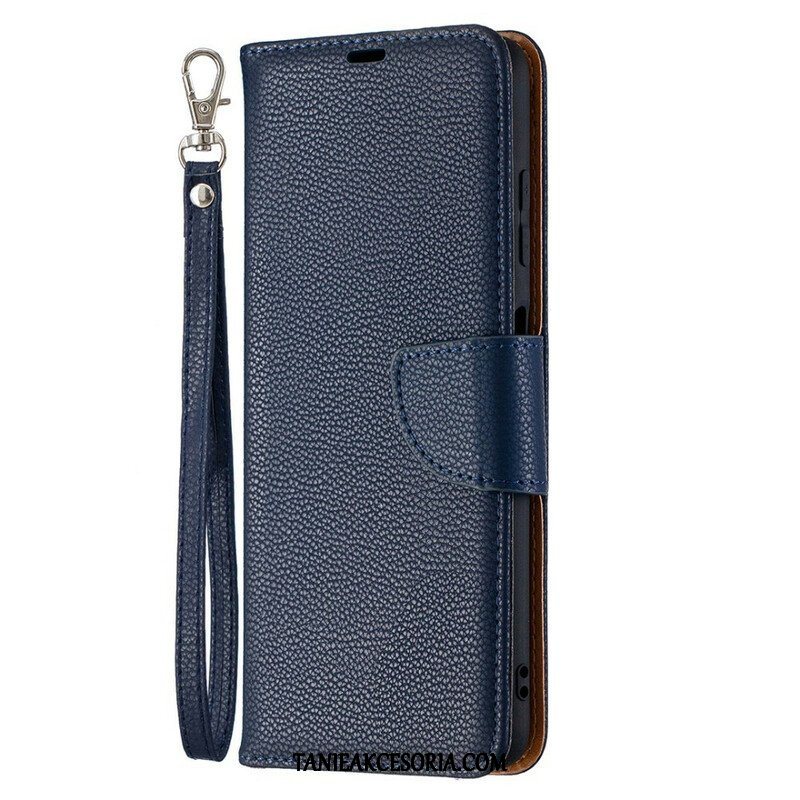 Skórzany Futerał do Poco X3 / X3 Pro / X3 NFC Etui Folio Liczi Rabat Ukośne