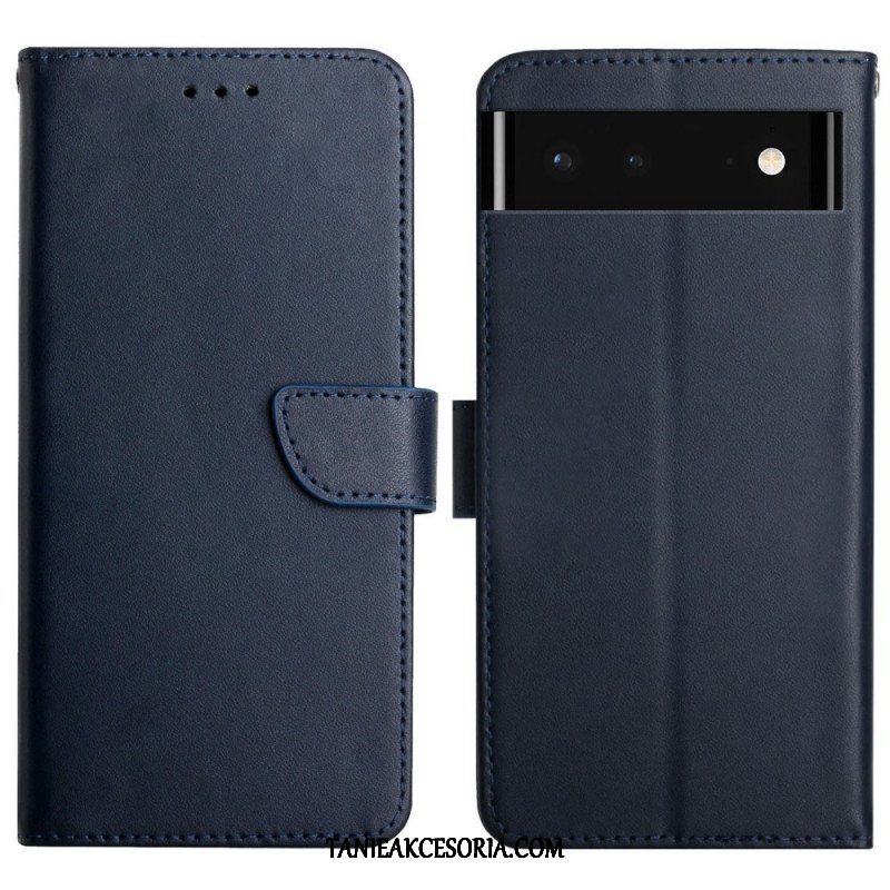 Etui Folio do Google Pixel 6 Prawdziwa Skóra Nappa