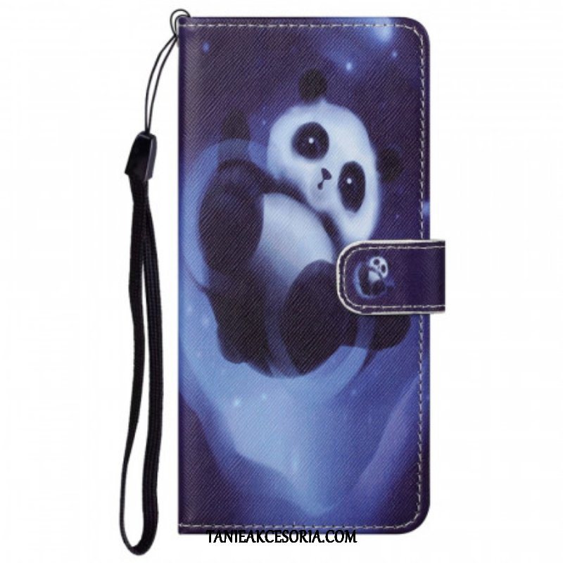 Etui Folio do Google Pixel 6A z Łańcuch Kosmiczna Panda Z Paskami