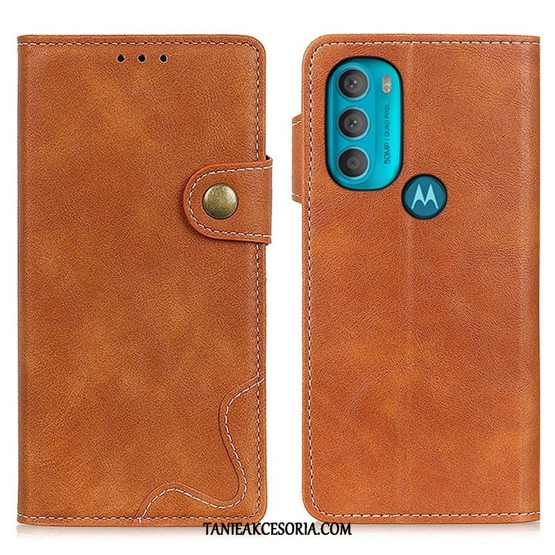 Etui Folio do Moto G71 5G Artystyczny Guzik Do Szycia