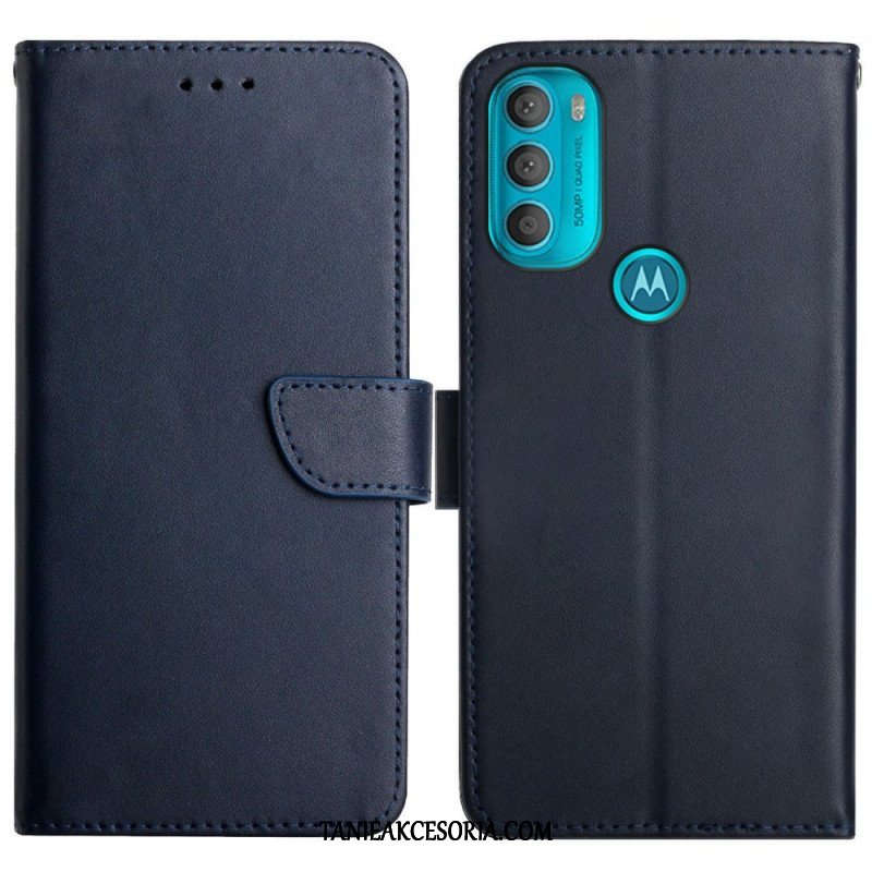 Etui Folio do Moto G71 5G Prawdziwa Skóra Nappa