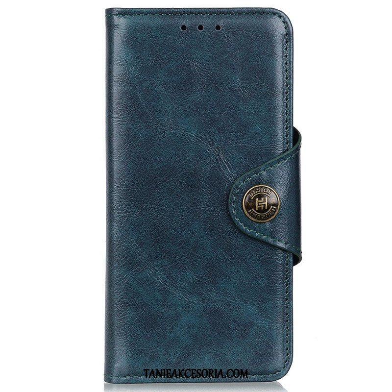 Etui Folio do OnePlus Nord 2T 5G Vintage Guzik Ze Sztucznej Skóry