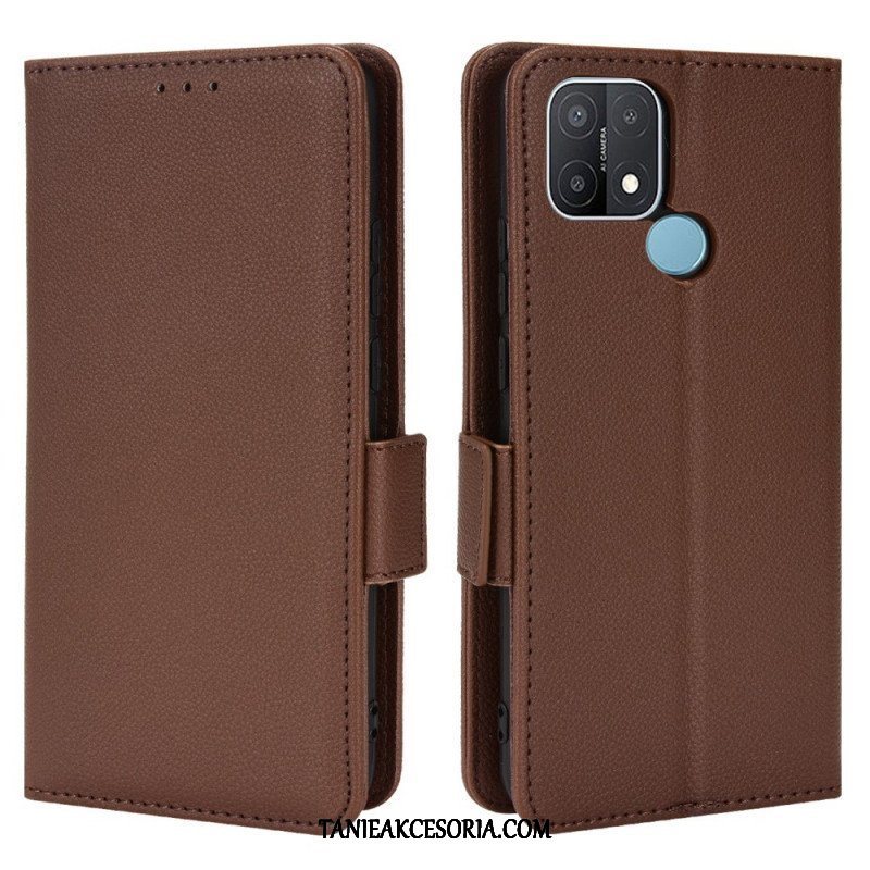 Etui Folio do Oppo A15 Skórzany Futerał Flap Double Litchi Nowe Kolory