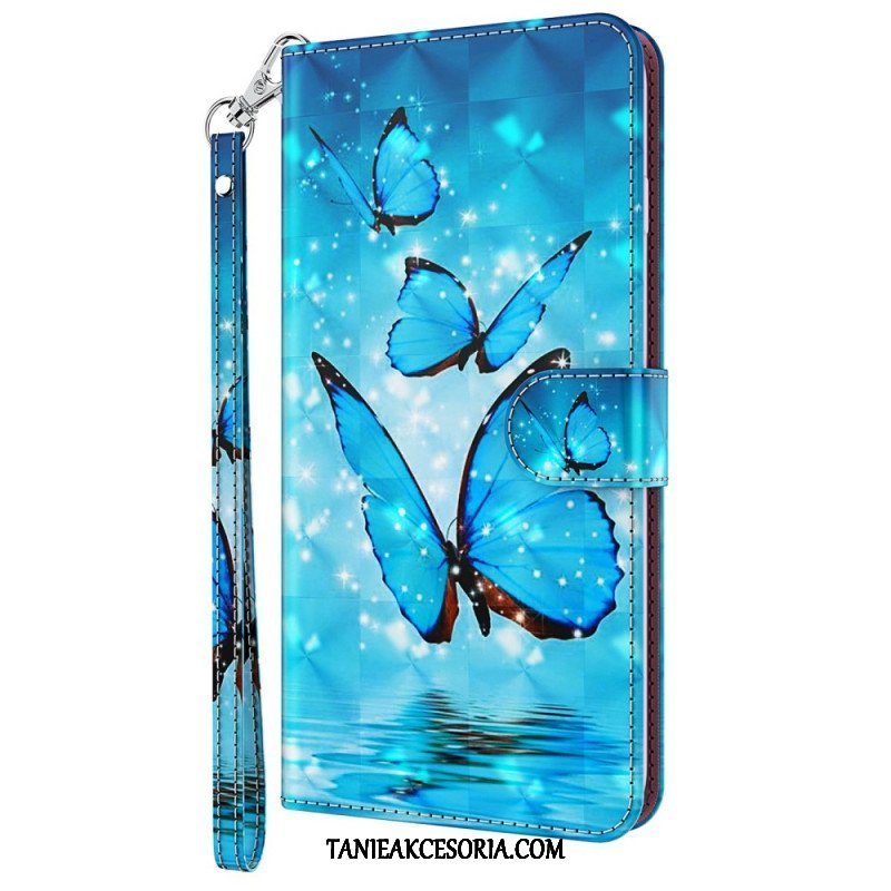 Etui Folio do Oppo A54 5G / A74 5G z Łańcuch Stringi Motyle