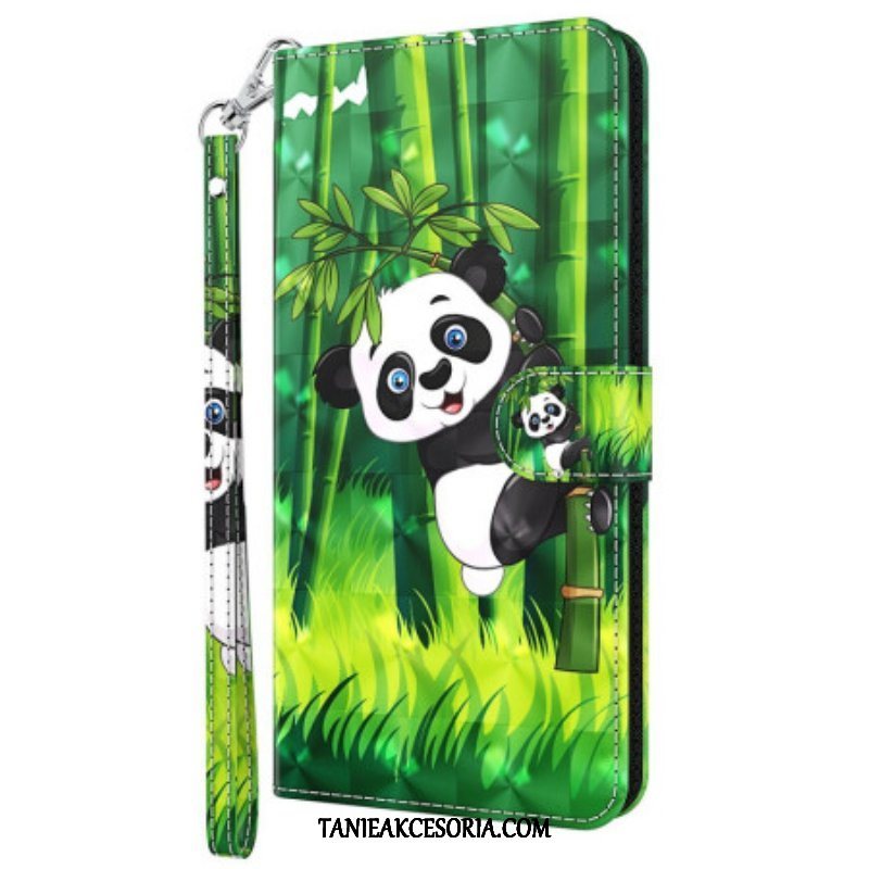 Etui Folio do Oppo A94 5G Panda Ze Smyczą