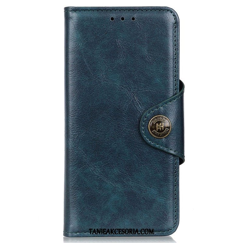 Etui Folio do Poco M4 5G Sztuczna Lakierowana Skóra Z Magnetycznym Guzikiem