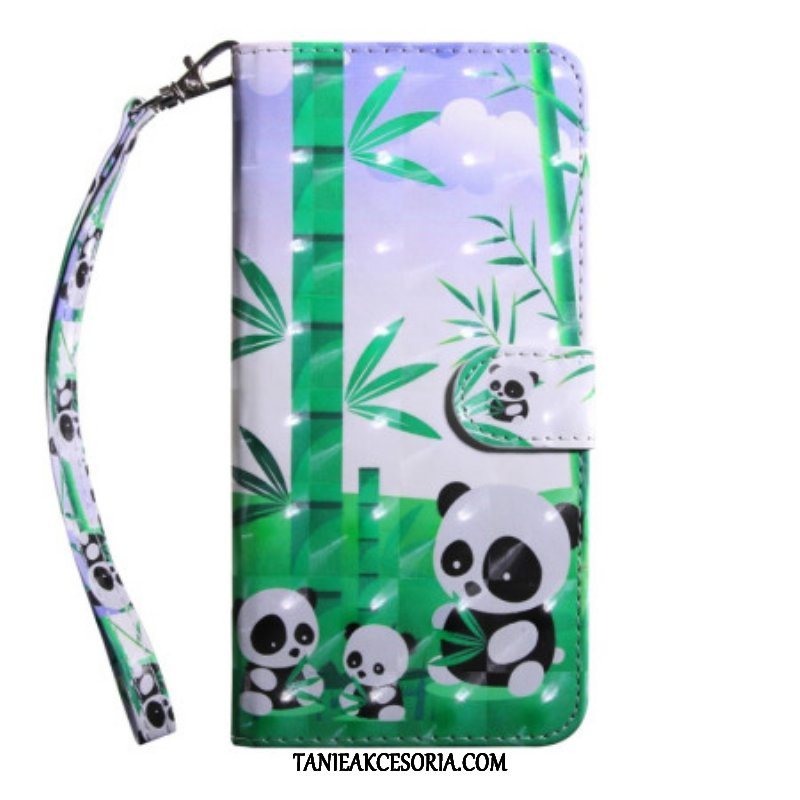 Etui Folio do Poco X4 Pro 5G z Łańcuch Smycz Panda Family