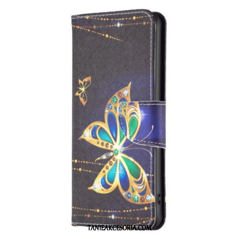 Etui Folio do Poco X5 5G Złote Motyle