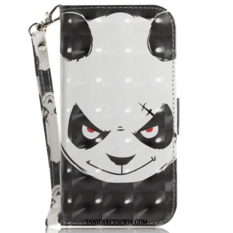 Etui Folio do Realme C35 z Łańcuch Wściekła Panda Ze Smyczą