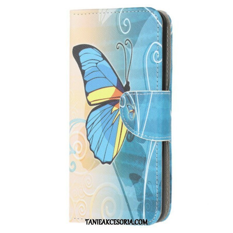 Etui Folio do Samsung Galaxy A52 4G / A52 5G / A52s 5G Niebieski I Żółty Motyl