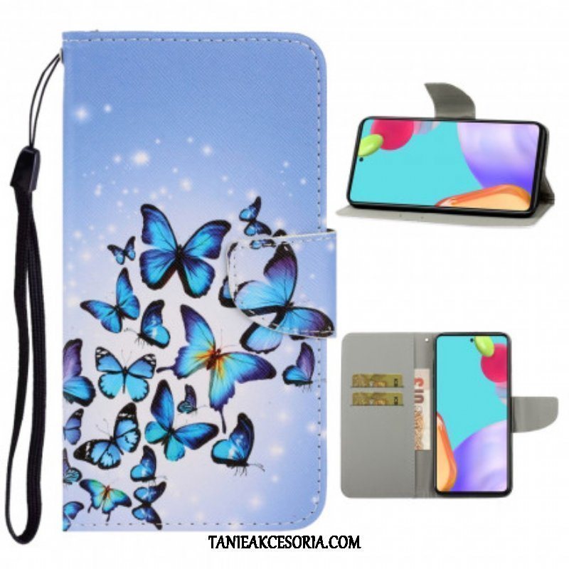 Etui Folio do Samsung Galaxy A52 4G / A52 5G / A52s 5G z Łańcuch Motyle Wariacje Paska