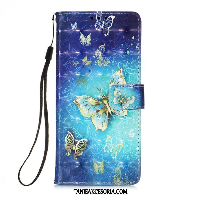 Etui Folio do Samsung Galaxy A54 5G z Łańcuch Lot Motyli W Smyczy