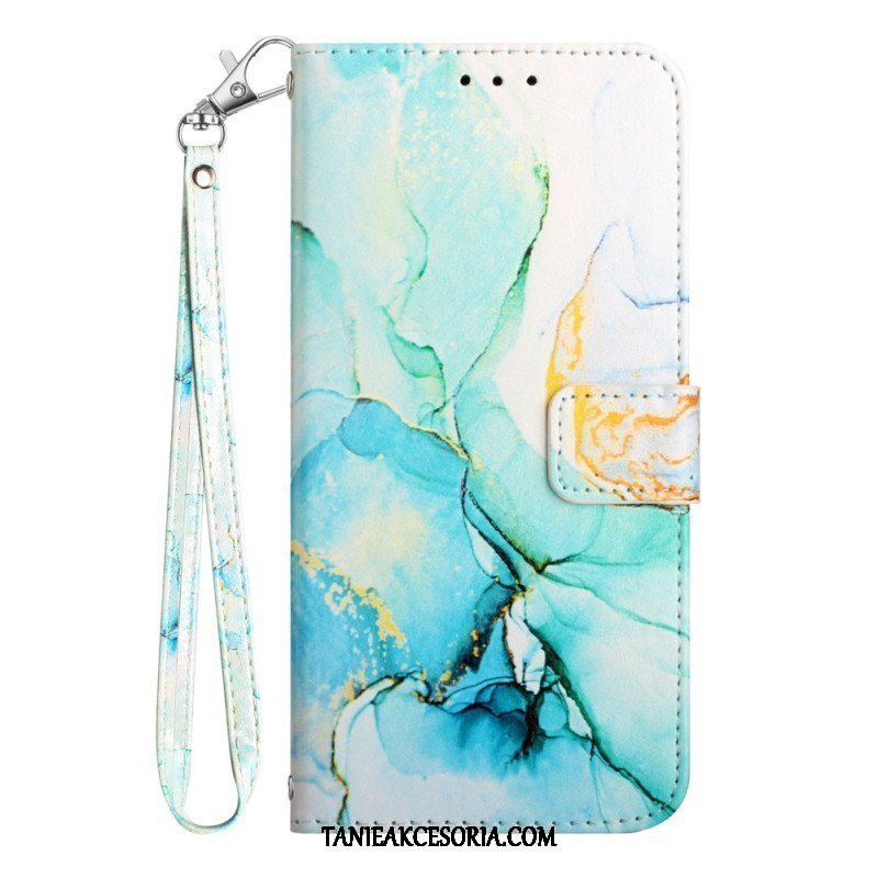 Etui Folio do Samsung Galaxy A54 5G z Łańcuch Pasek Marmuru