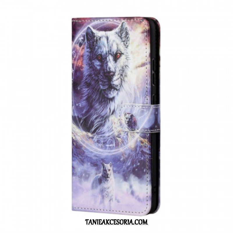 Etui Folio do Samsung Galaxy M23 5G z Łańcuch Smycz Wilk