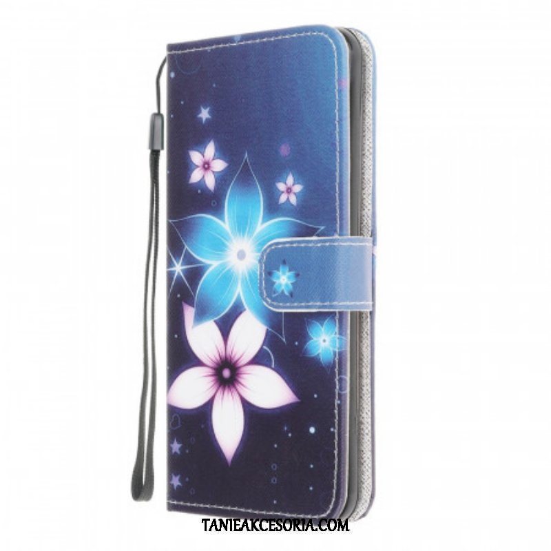 Etui Folio do Samsung Galaxy M32 z Łańcuch Kwiaty Paska Księżycowego