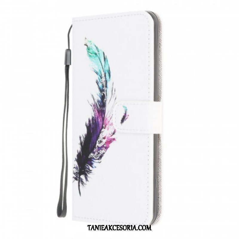 Etui Folio do Samsung Galaxy M32 z Łańcuch Pióro Z Smyczą