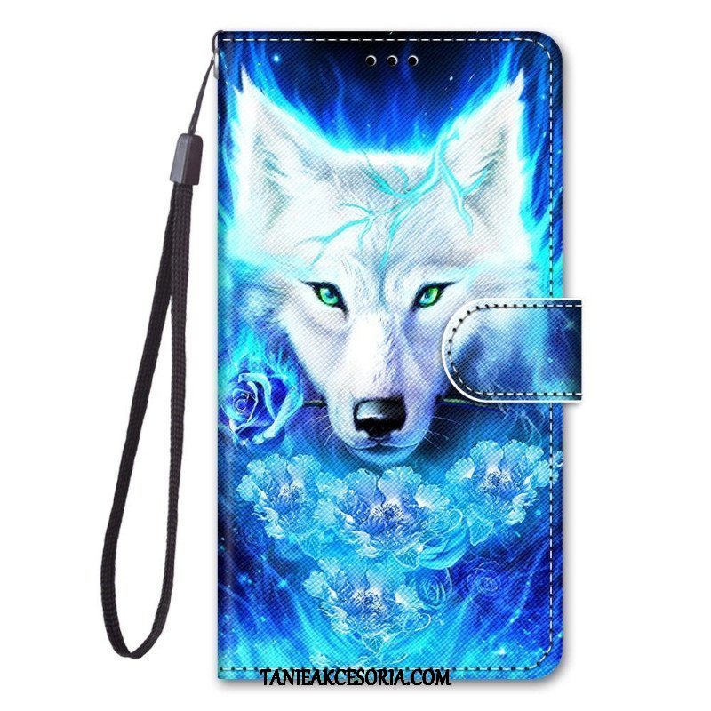 Etui Folio do Samsung Galaxy M53 5G z Łańcuch Smycz Wilk