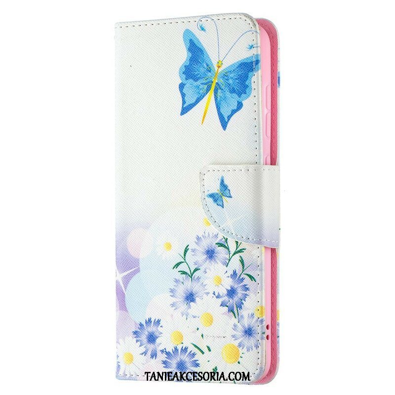 Etui Folio do Samsung Galaxy S21 FE Malowane Motyle I Kwiaty