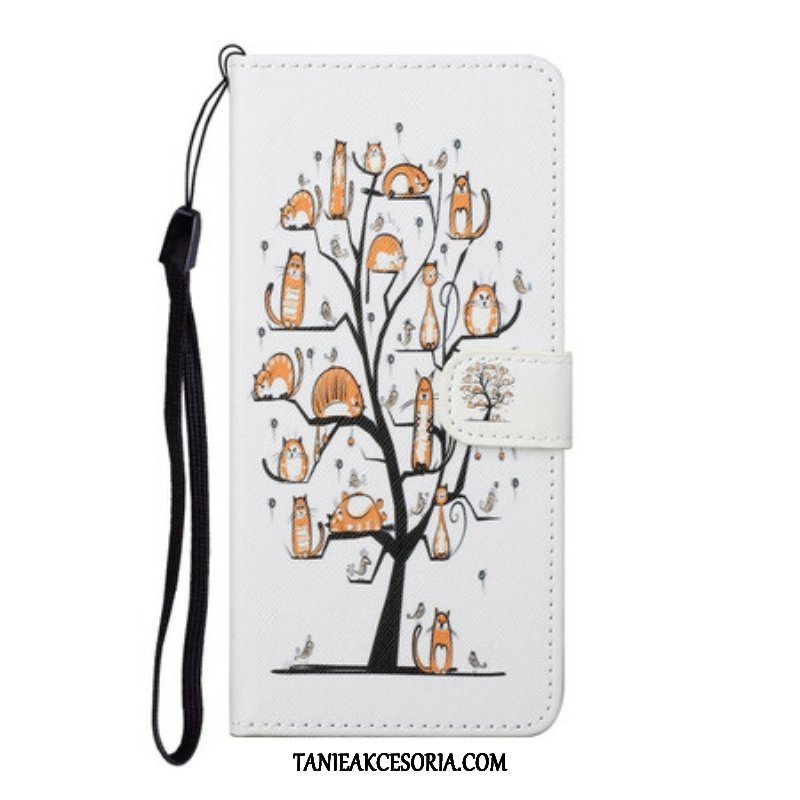 Etui Folio do Samsung Galaxy S21 FE z Łańcuch Funky Koty Z Paskiem