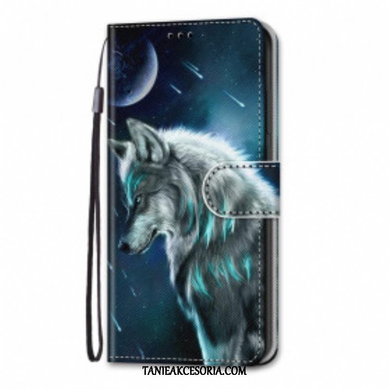 Etui Folio do Samsung Galaxy S21 Ultra 5G Wilk W Deszczu Gwiazd