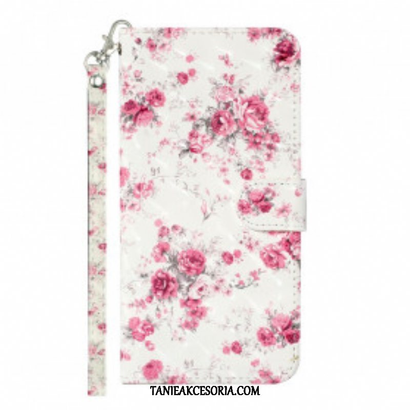 Etui Folio do Samsung Galaxy S21 Ultra 5G z Łańcuch Pasek Light Spot Flowers