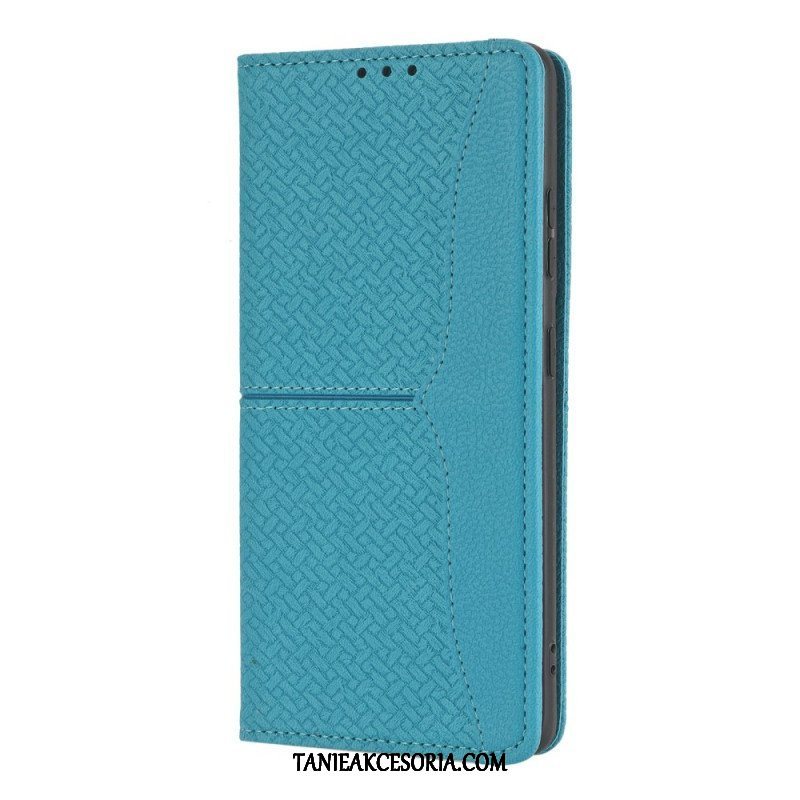 Etui Folio do Samsung Galaxy S21 Ultra 5G z Łańcuch Styl Tkanej Skóry Z Paskami