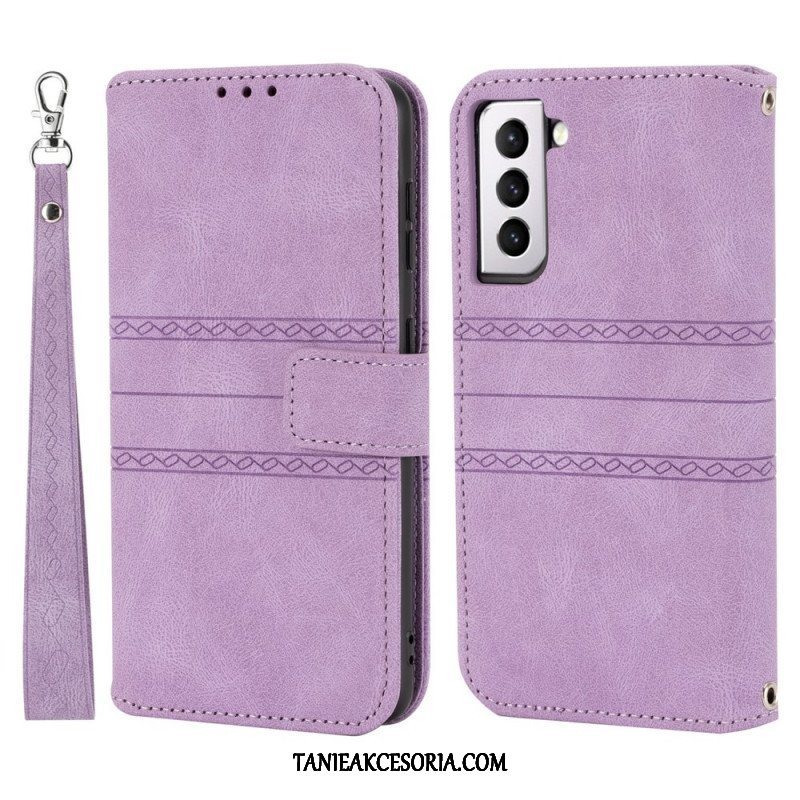 Etui Folio do Samsung Galaxy S22 5G Koronkowe Szwy