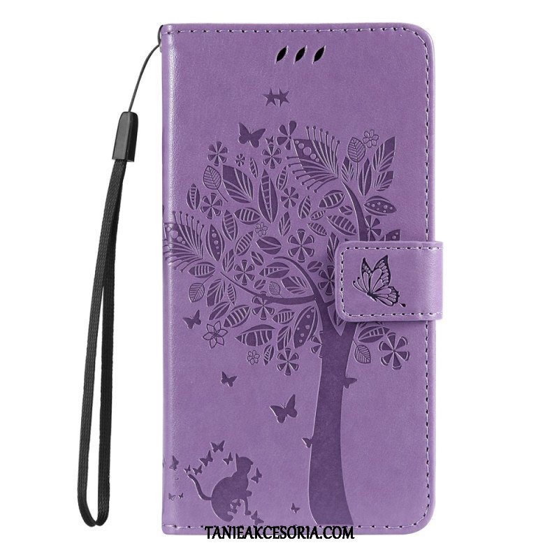 Etui Folio do Samsung Galaxy S23 5G Drapak Dla Kota Ze Smyczą