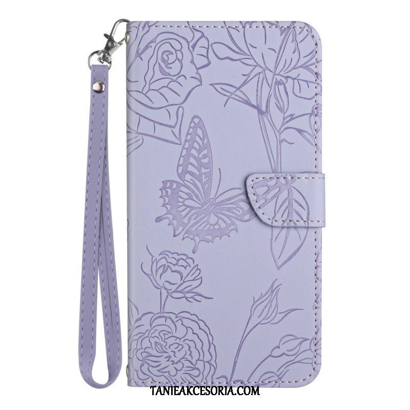 Etui Folio do Samsung Galaxy S23 5G Motyl Ze Smyczą