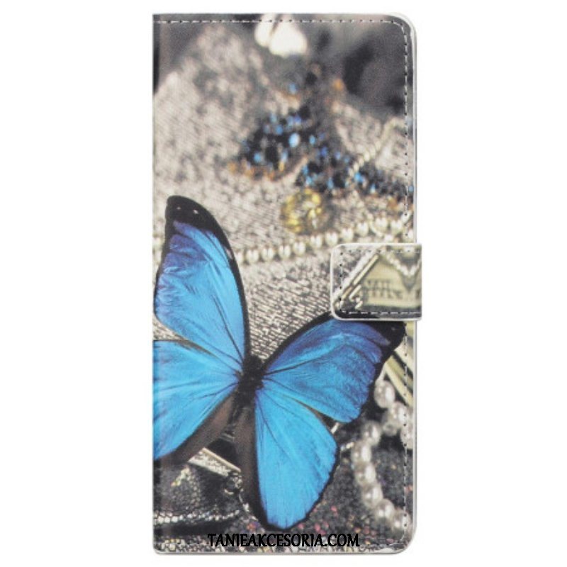 Etui Folio do Samsung Galaxy S23 5G Niebieski Motyl