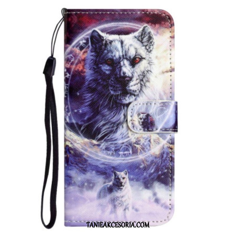 Etui Folio do Samsung Galaxy S23 5G z Łańcuch Smycz Wilk