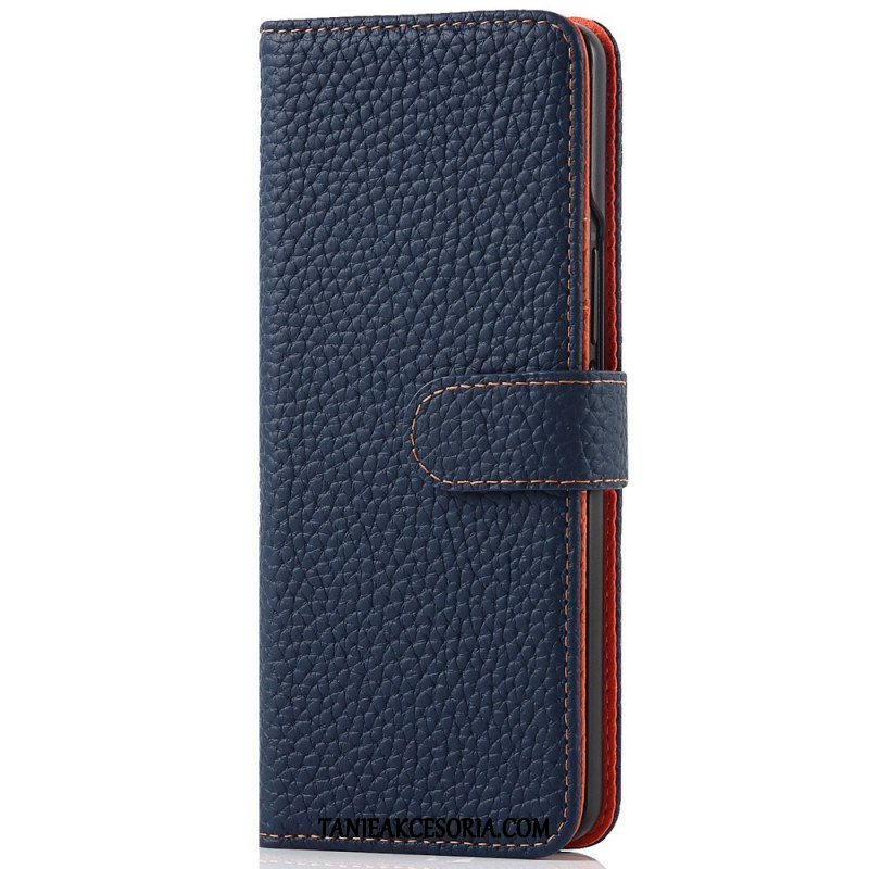 Etui Folio do Samsung Galaxy Z Fold 3 5G Oryginalna Skórzana Obsadka Do Pióra Litchi