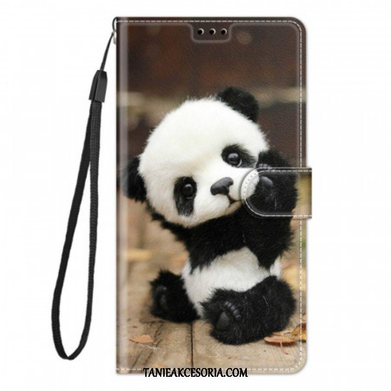 Etui Folio do Xiaomi Redmi Note 10 Pro z Łańcuch Mała Panda Z Paskiem