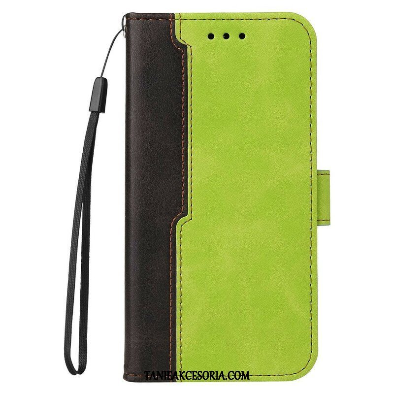 Etui Folio do iPhone 13 Mini Dwukolorowa Sztuczna Skóra