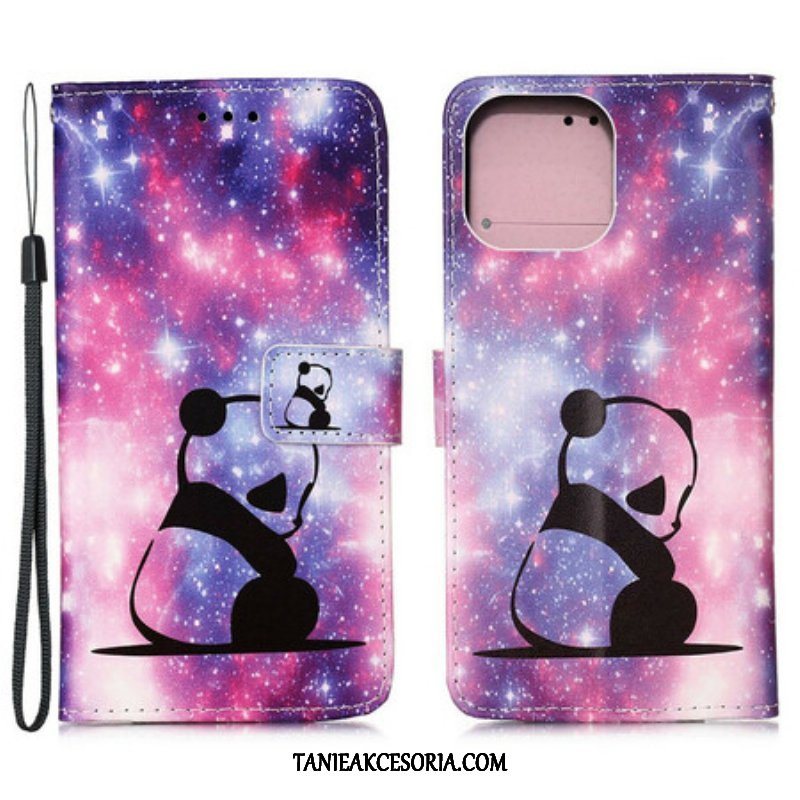 Etui Folio do iPhone 13 Mini Galaktyka Pandy