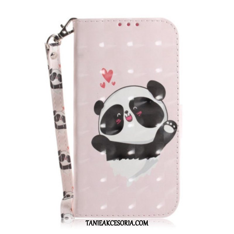 Etui Folio do iPhone 14 Plus z Łańcuch Paskowata Panda