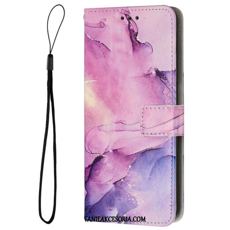 Etui Folio do iPhone 14 z Łańcuch Pasek Marmuru