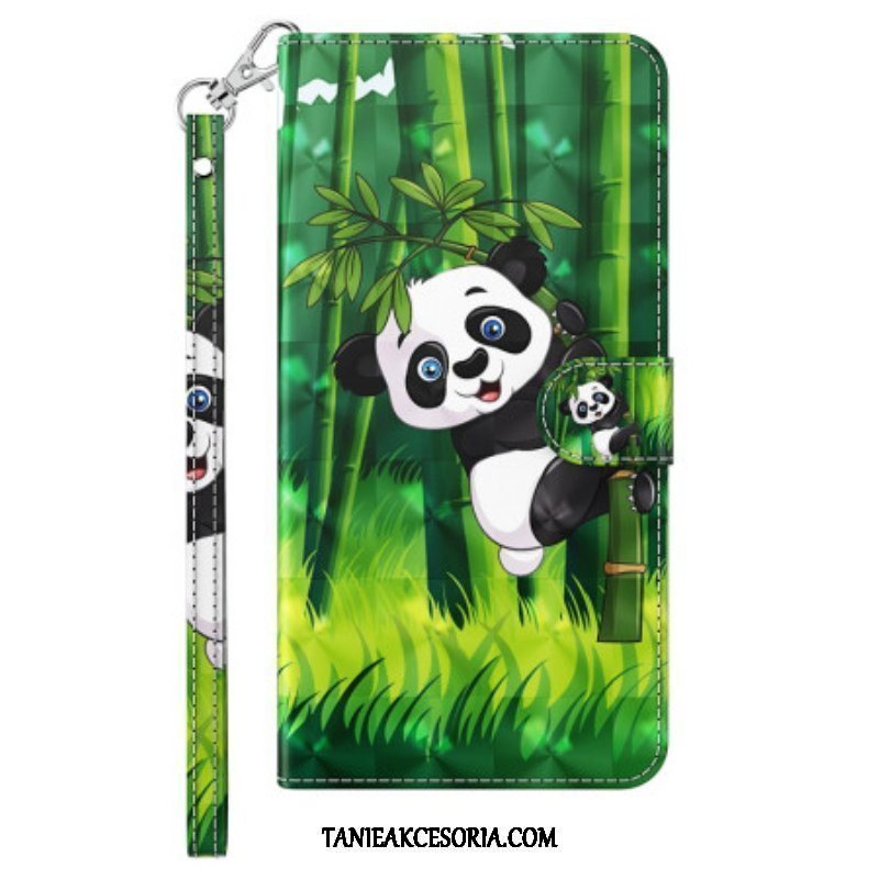 Etui Folio do iPhone 15 Pro z Łańcuch Panda Bambusowa 3d Z Paskiem