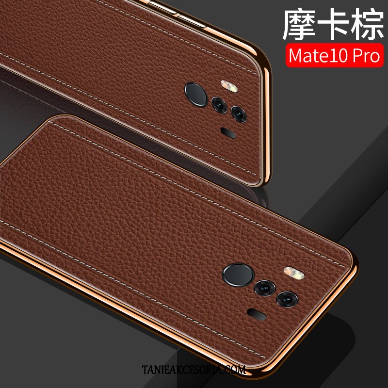 Etui Huawei Mate 10 Pro Prawdziwa Skóra Ochraniacz Modna Marka, Futerał Huawei Mate 10 Pro Anti-fall Telefon Komórkowy All Inclusive Braun