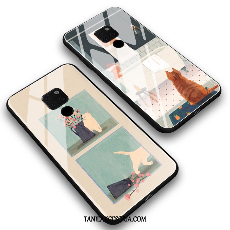 Etui Huawei Mate 20 X Kotek Szkło Zakochani, Obudowa Huawei Mate 20 X Ładny Silikonowe Niebieski Orange